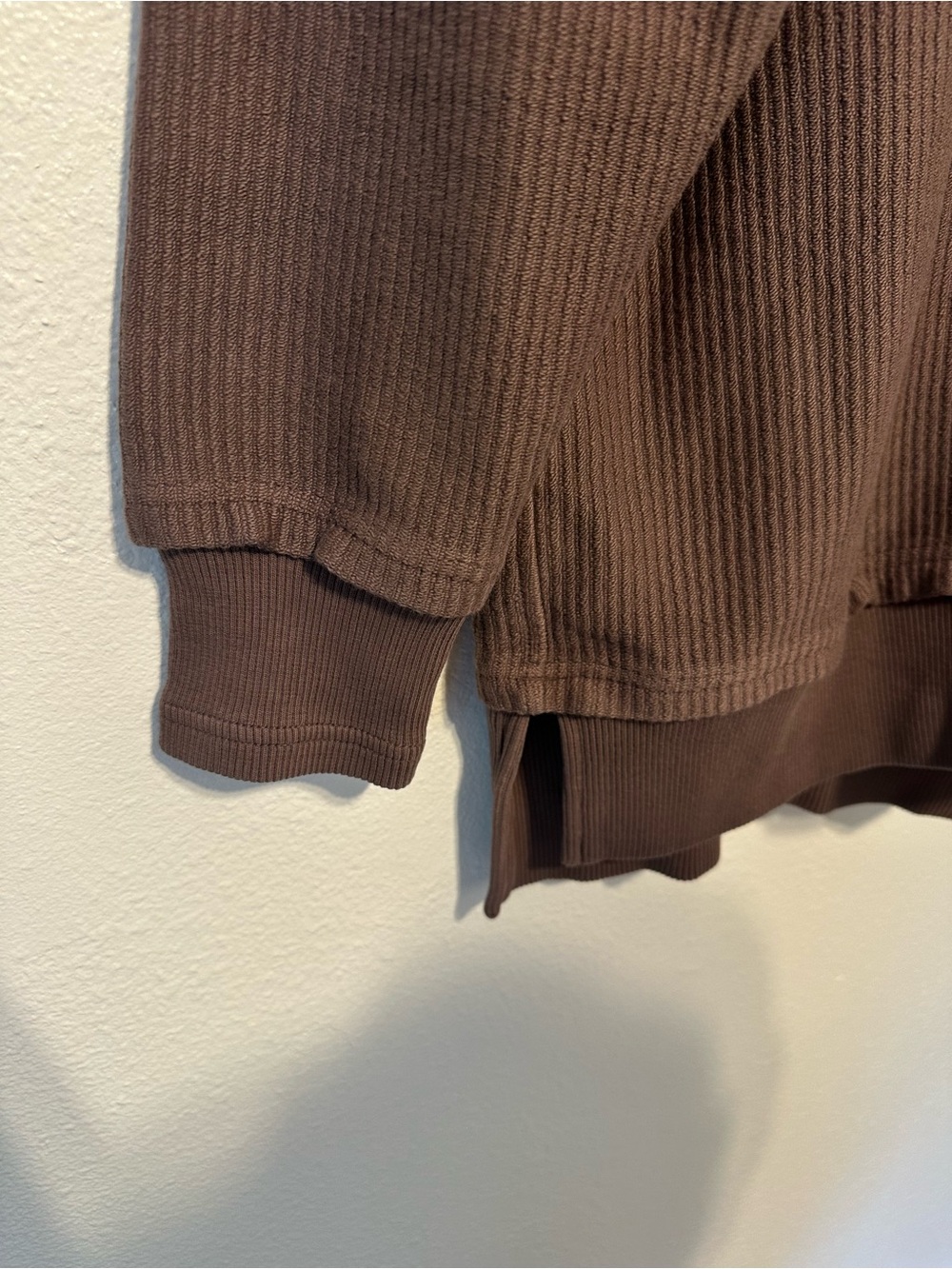 aerie Ribbed Henley Hoodie in Brown - Picture 6 of 7